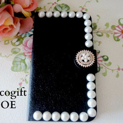 銷售！ iPhone6​​ / 6S case，手帳式優雅Parudeko珍珠珠寶搭配黑色 第1張的照片