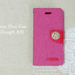 促銷！帆布×皮革可愛iPhone6 / 6S情況粉色 第1張的照片