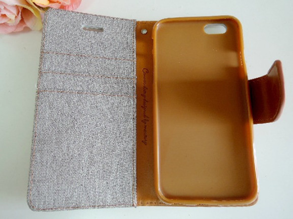 銷售！帆布×皮革可愛iPhone6 / 6S情況下灰 第4張的照片