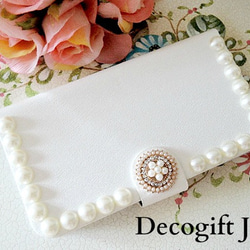 銷售！ iPhone6 / 6s Case Notebook Type Elegant Pearl Deco Pearl Bij 第1張的照片