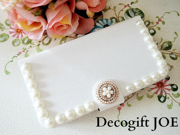 銷售！ iPhone6 / 6s Case Notebook Type Elegant Pearl Deco Pearl Bij 第1張的照片