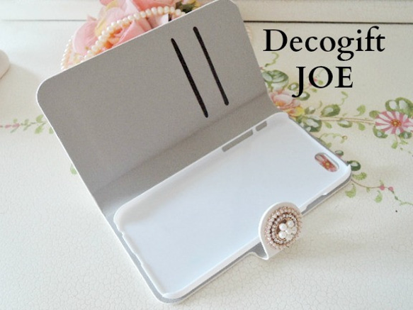 銷售！ iPhone6 / 6s Case Notebook Type Elegant Pearl Deco Pearl Bij 第3張的照片