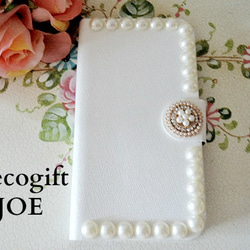 銷售！ iPhone6 / 6s Case Notebook Type Elegant Pearl Deco Pearl Bij 第4張的照片