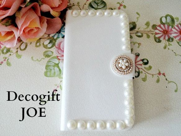 銷售！ iPhone6 / 6s Case Notebook Type Elegant Pearl Deco Pearl Bij 第4張的照片