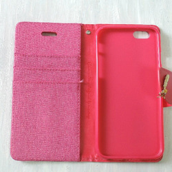 イニシャル＆フェザー♡　iPhone6／6s手帳型ケース　キャンバスピンク 5枚目の画像