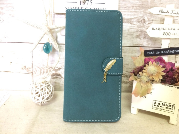 [Iphone] Initials &amp; Feathers ♡ Antique Green Blue 第3張的照片