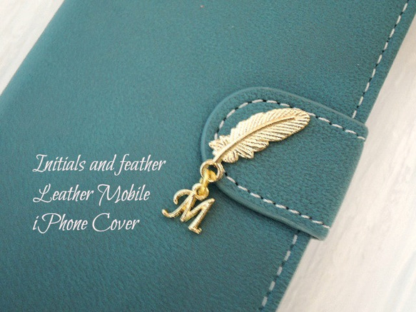[Iphone] Initials &amp; Feathers ♡ Antique Green Blue 第4張的照片