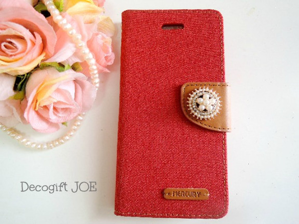 iPhone6plus / 6splus♡帆布×皮革可愛的紅色 第4張的照片