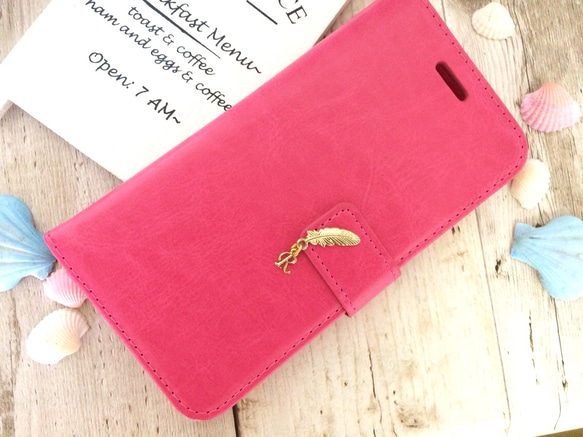 Sale！[iPhone 8/7]初始和羽毛筆記本型保護套Vintage Pink 第3張的照片