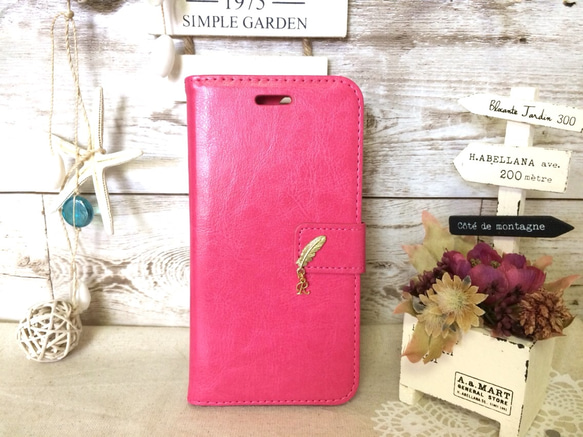 Sale！[iPhone 8/7]初始和羽毛筆記本型保護套Vintage Pink 第4張的照片