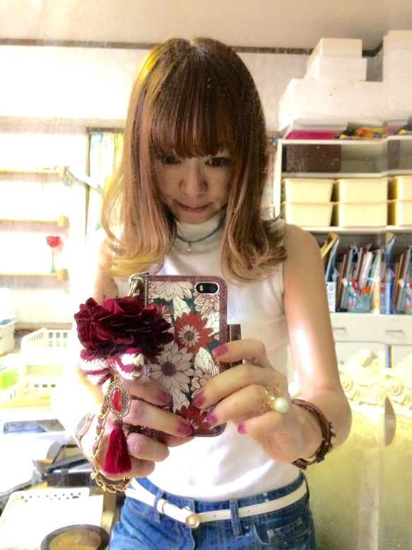 iPhone♡燕子閃光少女花♡帶鍊和肩帶 第5張的照片