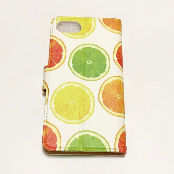 iPhone7/8ケース 手帳型ケース  レモン フルーツ 3枚目の画像