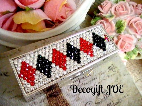 スワロフスキーデコ　ダイヤ柄　大人かっこいい印鑑ケース　メンズＯＫ!