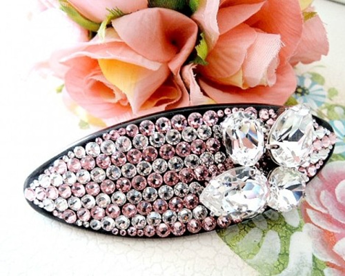 ビジュー❤️スワロフスキー❤️バレッタ スワロフスキー豪華ビジューきらきら大人バレッタ 宝石のような髪留め