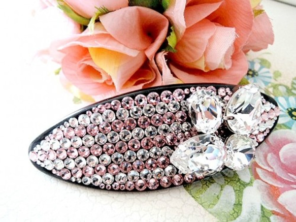 ビジュー❤️スワロフスキー❤️バレッタ スワロフスキー豪華ビジューきらきら大人バレッタ 宝石のような