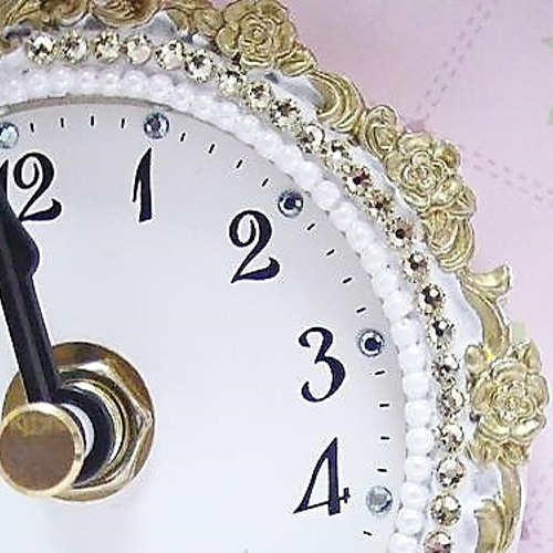 スワロフスキーデコ 人気！ドールハウス 時計（ベアー）ピンク