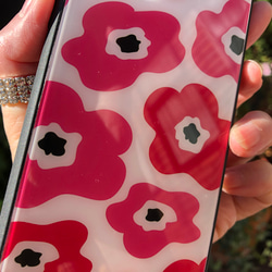 iPhone 手機殼強化玻璃斯堪的納維亞花卉粉紅色 第5張的照片