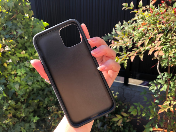 iPhone11/11pro/11proMaxケース 強化ガラス　北欧花柄　レッド 5枚目の画像