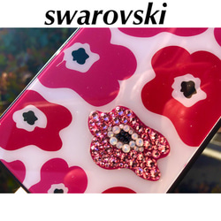 施華洛世奇水晶裝飾 iPhone 手機殼強化玻璃斯堪的納維亞花卉粉紅色 第1張的照片