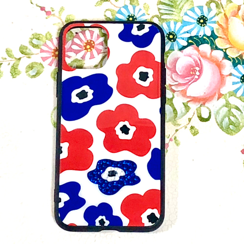 スワロフスキーiPhone11/11pro/11proMaxケース 強化ガラス 北欧花柄