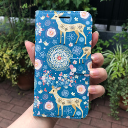 iphoneケース 手帳型　deer 鹿　シカ 1枚目の画像