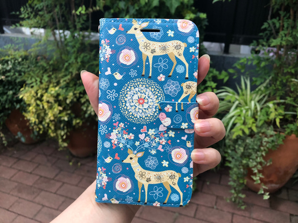 iphoneケース 手帳型　deer 鹿　シカ 1枚目の画像