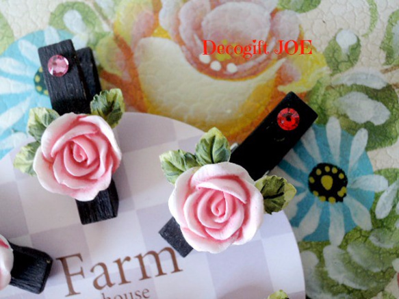 【婚禮假日·生日禮物】6種施華洛世奇閃閃發光的☆6件便宜的玫瑰捏磁鐵 第3張的照片