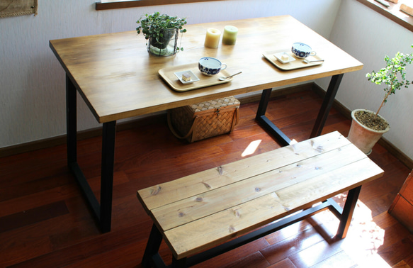 アイアン角脚テーブル インダストリアル オーダー可ダイニング