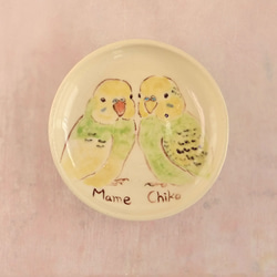 [按T的順序]“ Sekisei Inco chiko＆mame”小鳥豆盤子 第1張的照片