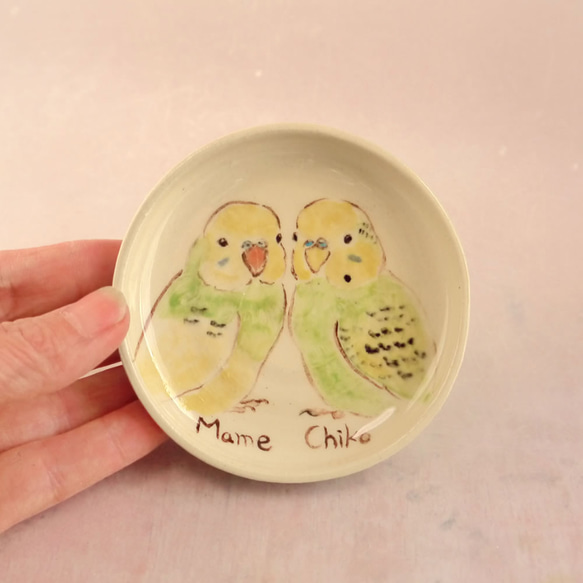 [按T的順序]“ Sekisei Inco chiko＆mame”小鳥豆盤子 第2張的照片