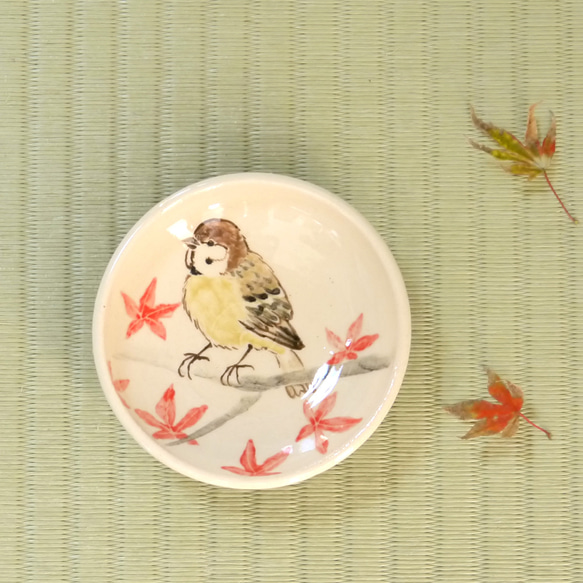 小鳥豆盤“紅葉麻雀” 第1張的照片