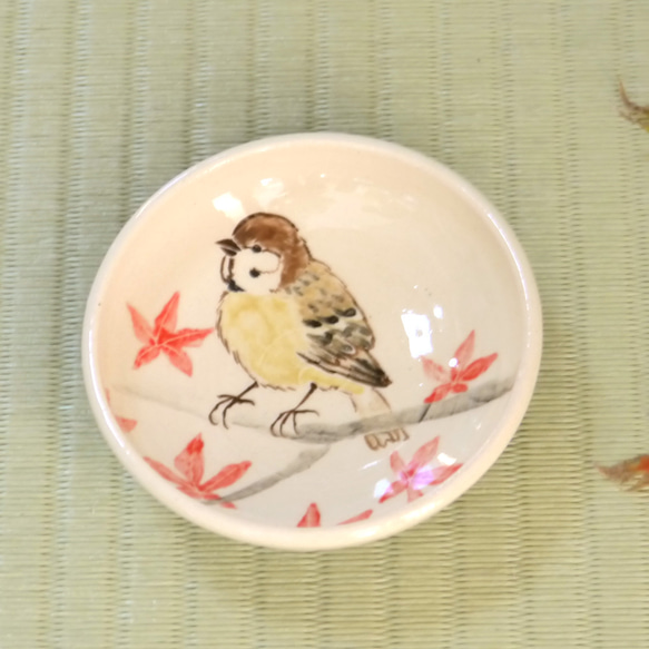 小鳥豆盤“紅葉麻雀” 第2張的照片