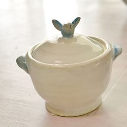 青い小鳥の陶器小物入れ　セキセイインコ 1枚目の画像