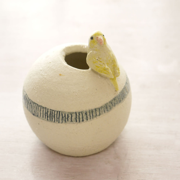 黃虎皮鸚鵡圓形花瓶（小鳥對象） 第2張的照片