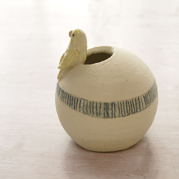 黃虎皮鸚鵡圓形花瓶（小鳥對象） 第3張的照片
