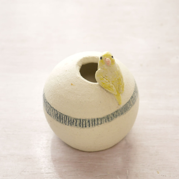黃虎皮鸚鵡圓形花瓶（小鳥對象） 第4張的照片