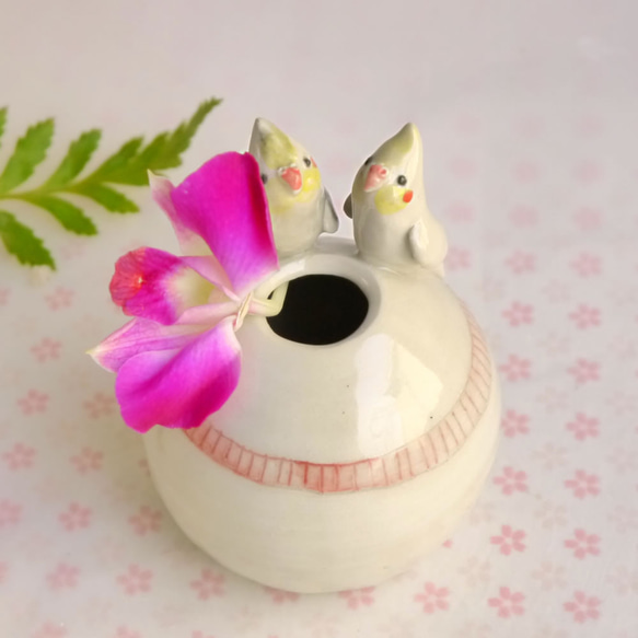好朋友雞尾鸚鵡圓形花瓶（小鳥對象） 第1張的照片
