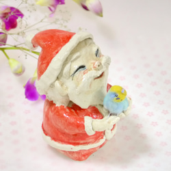 “Creema Limited聖誕節”聖誕老人（陶器飾品）的長尾小鸚鵡禮物 第5張的照片
