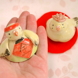 【sさまご注文分】兜＆金太郎セキセイインコ（小鳥の陶器の置物） 3枚目の画像