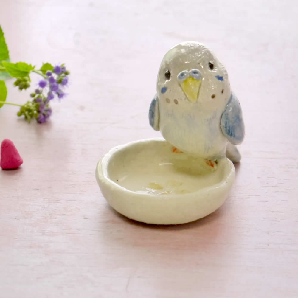 品質が完璧 お香立て　一輪挿し　小鳥　作家 工芸品