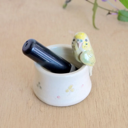 Sekisei長尾小鸚鵡和四葉草龍蝦（小陶器陶器） 第2張的照片