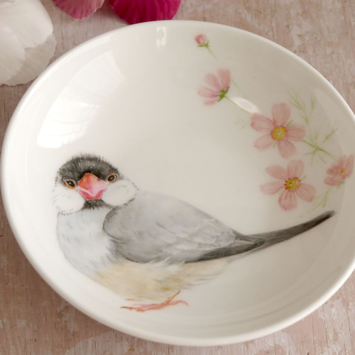 こまつか苗さんの桜とオウムの飾り皿 こまつか苗さんの桜とオウムの飾り皿 皿