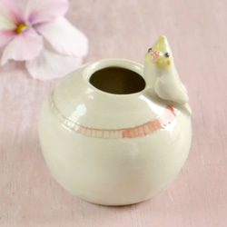 オカメインコの丸い花瓶 （小鳥オブジェ） 2枚目の画像