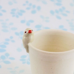小鳥つきフリーカップ「文鳥」 2枚目の画像