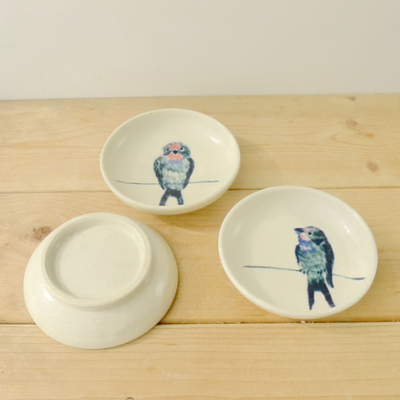 小鳥の豆皿3枚セット「ツバメの子ども」 3枚目の画像