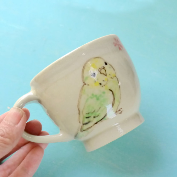 鳥杯“虎皮鸚鵡和櫻花” 第4張的照片