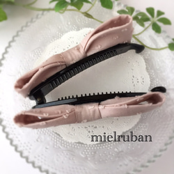【新作】check&stripe ドットミニヨン刺繍バナナクリップ 2枚目の画像