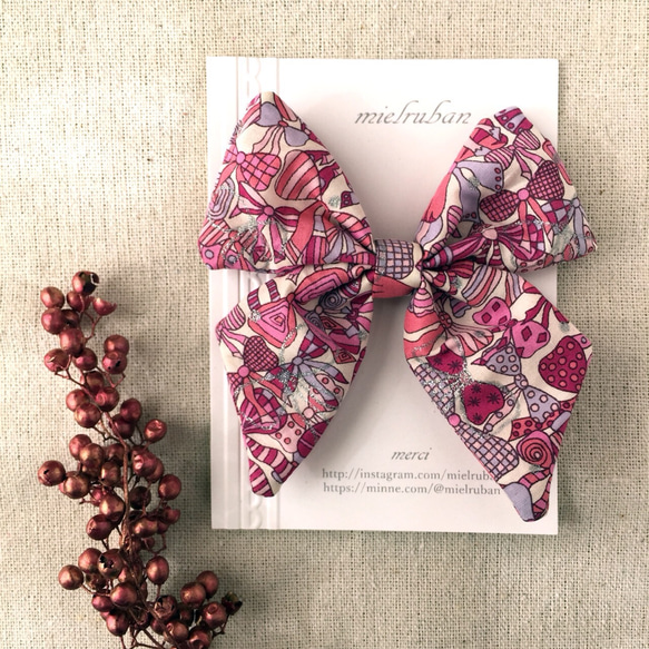 新作 レア！ラメ入りリバティリボンクリップピンジェニーズリボンズ  