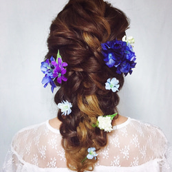 紫陽花と小花のヘッドドレス ウェディング 成人式 浴衣にも 1枚目の画像