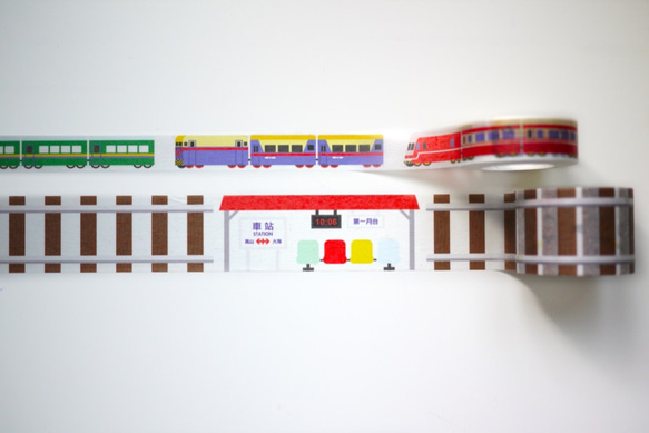 4つのホットモデル：道路、小さな車、鉄道、列車の紙テープ 4枚目の画像